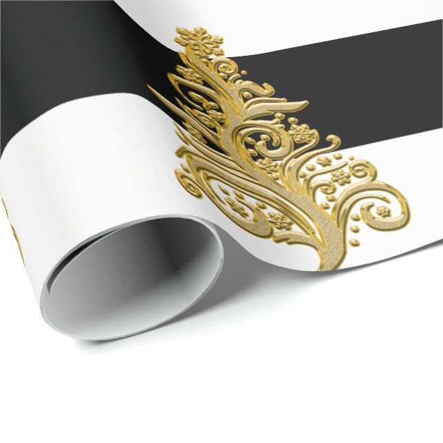 Elegantes Weihnachtsbaummuster Geschenkpapier (Rolleneckpunkt)