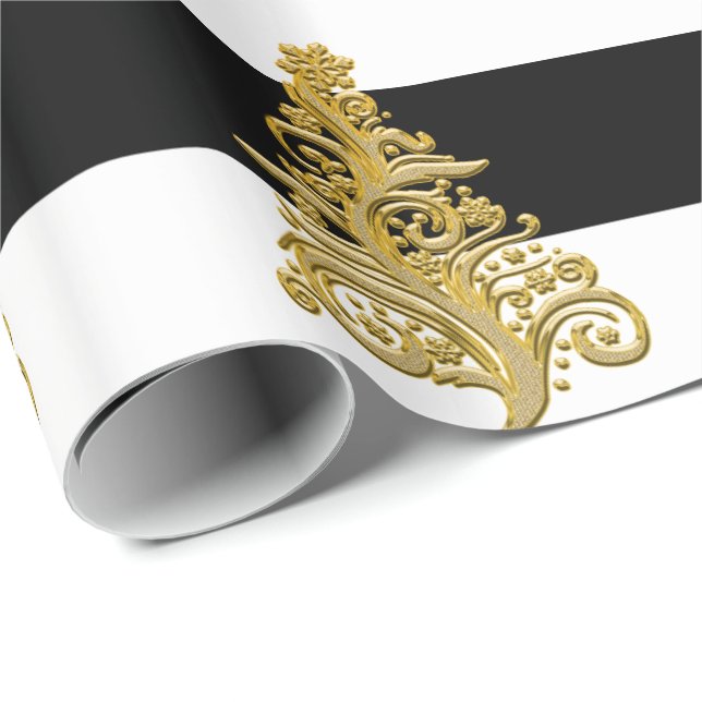 Elegantes Weihnachtsbaummuster Geschenkpapier (Rolleneckpunkt)