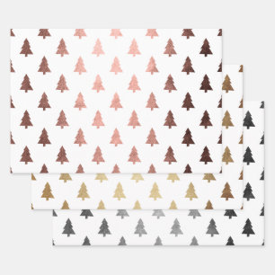 Elegantes Weihnachtsbaummuster Geschenkpapier Set