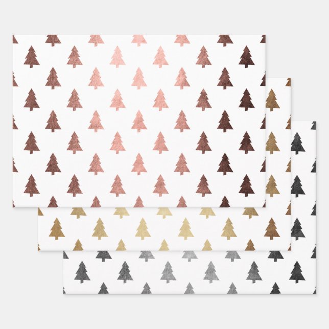 Elegantes Weihnachtsbaummuster Geschenkpapier Set (Set)