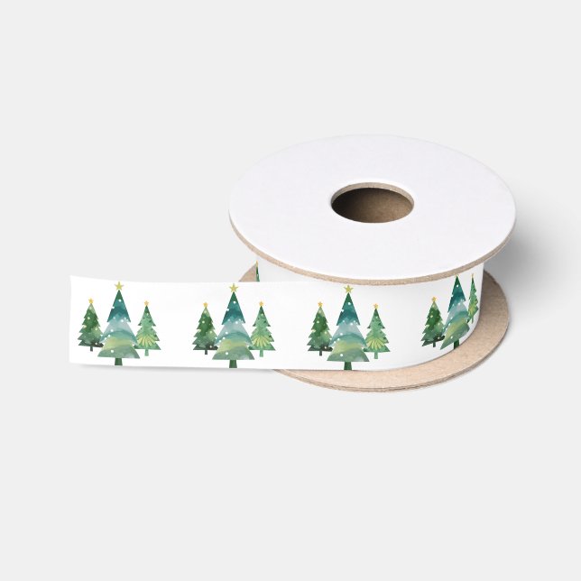 Elegantes Weihnachtsbaummuster Satinband (Spule)
