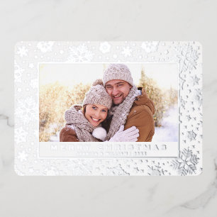 Elegantes Weihnachtsblatt 2 Foto Silber Folien Feiertagskarte