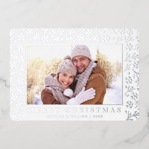 Elegantes Weihnachtsblatt 2 Foto Silber Folien Feiertagskarte