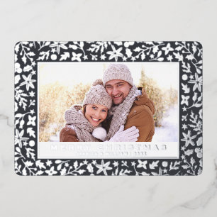 Elegantes Weihnachtsblatt 2 Foto Silber Folien Feiertagskarte