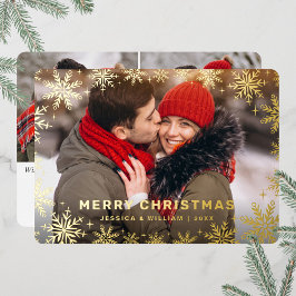 Elegantes Weihnachtsblatt 3 Foto Gold Folien Feiertagskarte