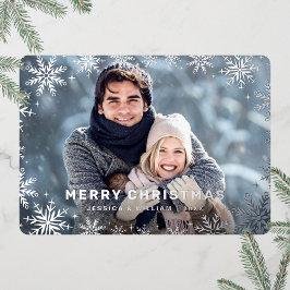Elegantes Weihnachtsblatt Foto Silver Folien Feiertagskarte