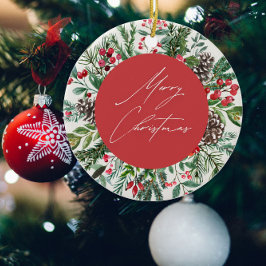 Elegantes Weihnachtsblatt Keramik Ornament