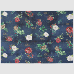 Elegantes Weihnachtsblumen w Weihnachten Gold Navy Seidenpapier