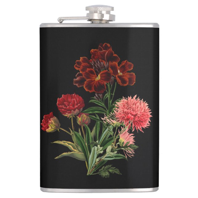 Elegantes Weihnachtsblumenmotiv Flachmann (Vorderseite)