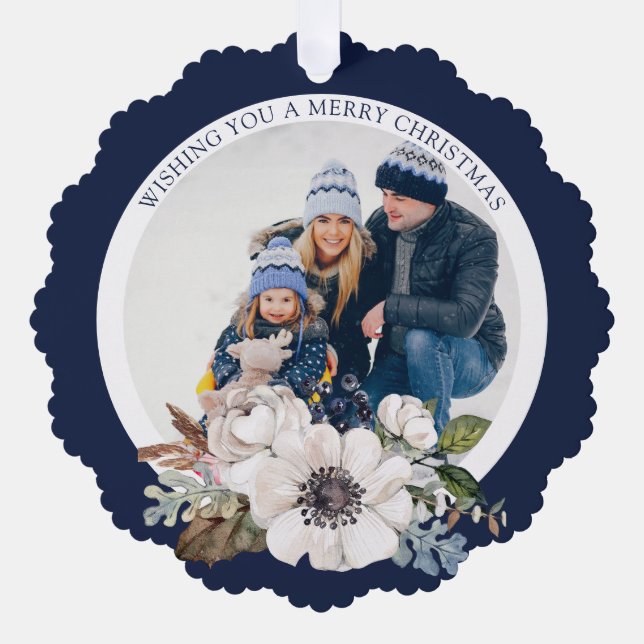 Elegantes Weihnachtsblumenpapier Foto Ornament Car (Vorderseite)