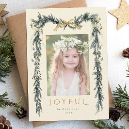 Elegantes Weihnachtsborder-Foto Elfenbeinurlaubska Feiertagskarte