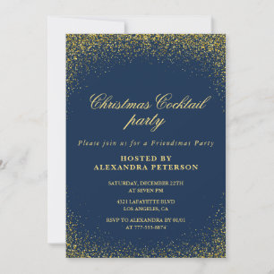Elegantes Weihnachtscocktail Party Gold Navy Glam Einladung