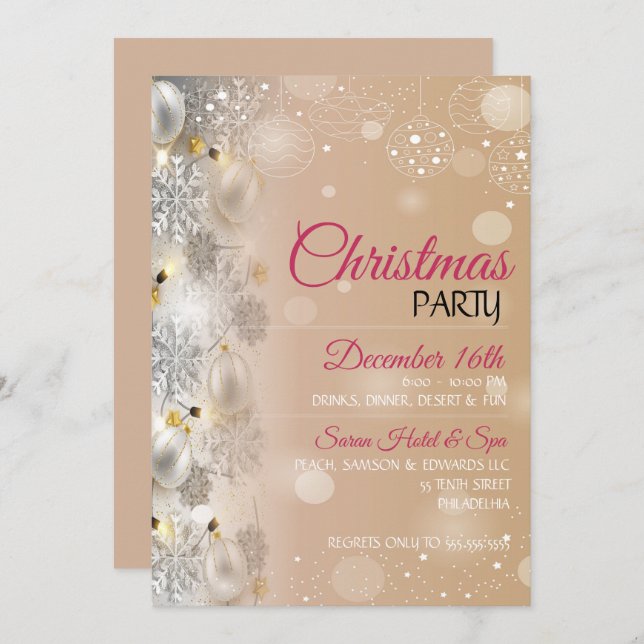 Elegantes Weihnachtsdekorationsdesign-Party Einladung (Vorne/Hinten)