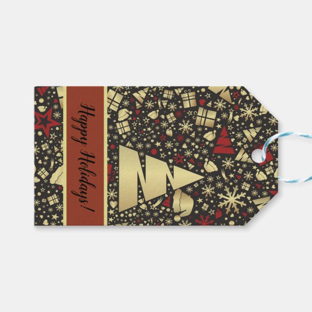 Elegantes Weihnachtsdesign Geschenkanhänger (Vorderseite (Horizontal))