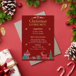 Elegantes Weihnachtsdinner-Menü   Klassisches Rot  Acryleinladungen