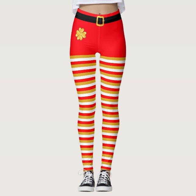 Elegantes Weihnachtself gestreift Leggings (Vorderseite)