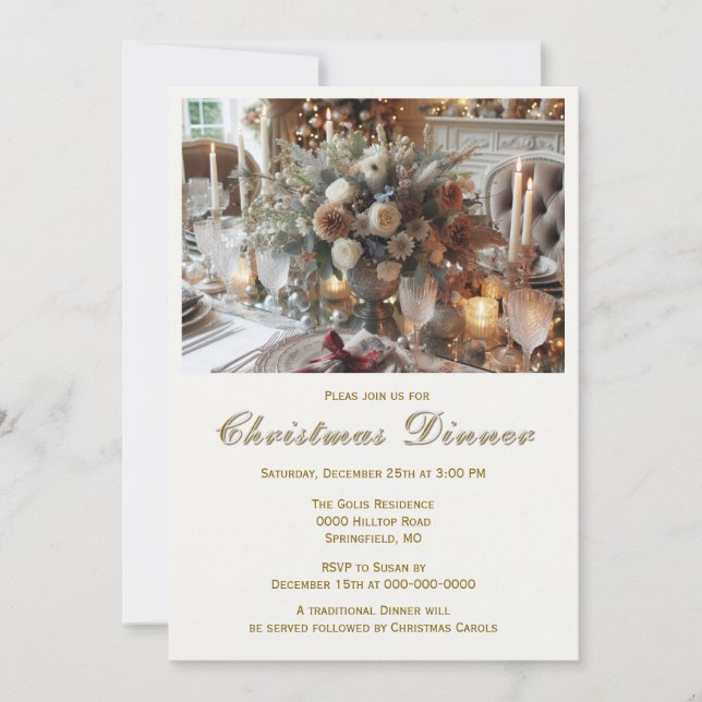 Elegantes Weihnachtsessen Einladung (Vorderseite)