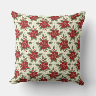 Elegantes Weihnachtsfeier-Poinsettia-Kissen Kissen