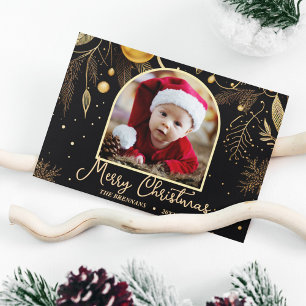 Elegantes Weihnachtsfest Foto Gold Feiertagspostkarte