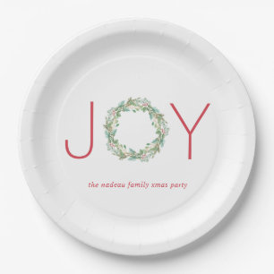 Elegantes Weihnachtsfest in Rot und Grün Joy Wreat Pappteller