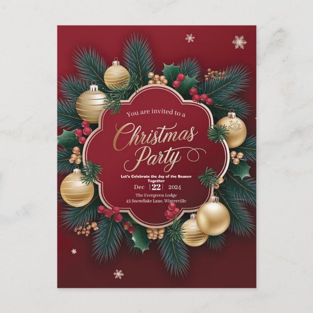 Elegantes Weihnachtsfest mit festlichen Ornamenten Postkarte (Vorderseite)