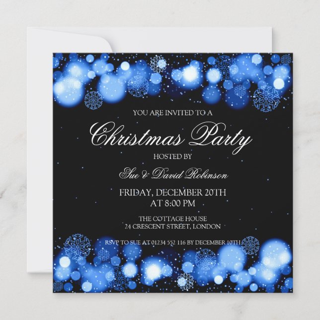 Elegantes Weihnachtsfest Party Winter Wonder Blau Einladung (Vorderseite)
