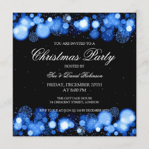 Elegantes Weihnachtsfest Party Winter Wonder Blau Einladung