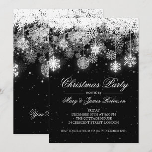 Elegantes Weihnachtsfest Party Winterschmuck Schwa Einladung