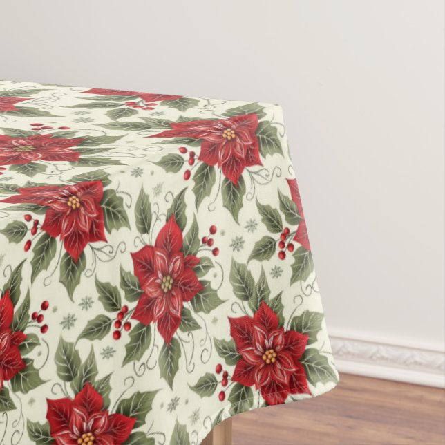 Elegantes Weihnachtsfest Poinsettia Blumenkohl Tischdecke (Beispiel)