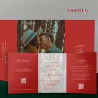 Elegantes Weihnachtsfest Rotes Foto Hochzeit RSVP