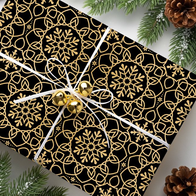 Elegantes Weihnachtsfest Snowflake Imitats Gold Geschenkpapier (Von Creator hochgeladen)