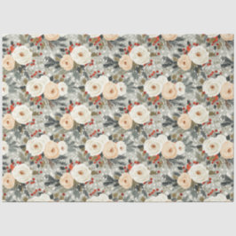 Elegantes Weihnachtsfest Weißer Rosen & Roter Wint Seidenpapier