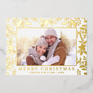 Elegantes Weihnachtsfoliage Foto Gold Folien Feiertagskarte