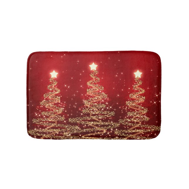 Elegantes Weihnachtsfunkelnde Bäume rot Badematte (Vorderseite)