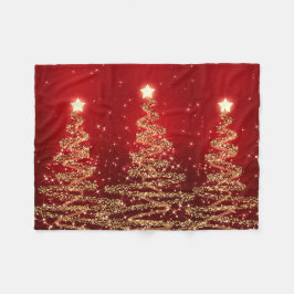 Elegantes Weihnachtsfunkelnde Bäume rot Fleecedecke