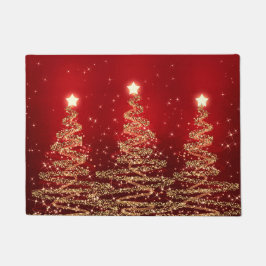 Elegantes Weihnachtsfunkelnde Bäume rot Fußmatte