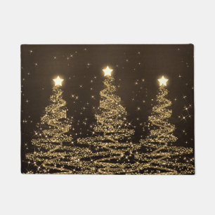 Elegantes Weihnachtsfunkelndes Baum-Gold Fußmatte