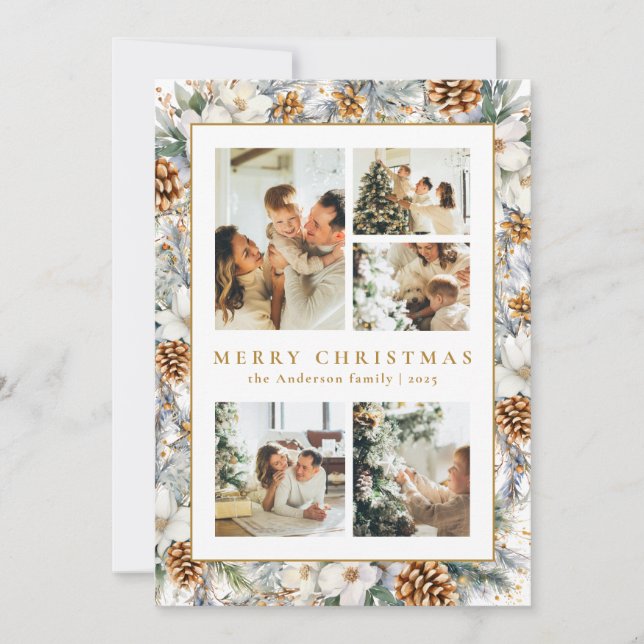 Elegantes Weihnachtsgebäck Botanisches Blattwerk Feiertagskarte (Vorderseite)