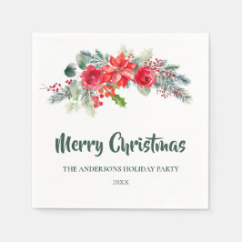 Elegantes Weihnachtsgebirge in Wasserfarbe Party Serviette