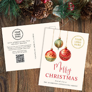 Elegantes Weihnachtsgeschäfts-Logo QR Code Feiertagspostkarte
