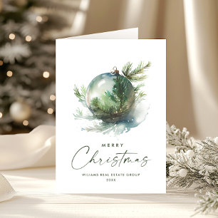 Elegantes Weihnachtsgeschenk Grüne Ornament Untern Feiertagskarte