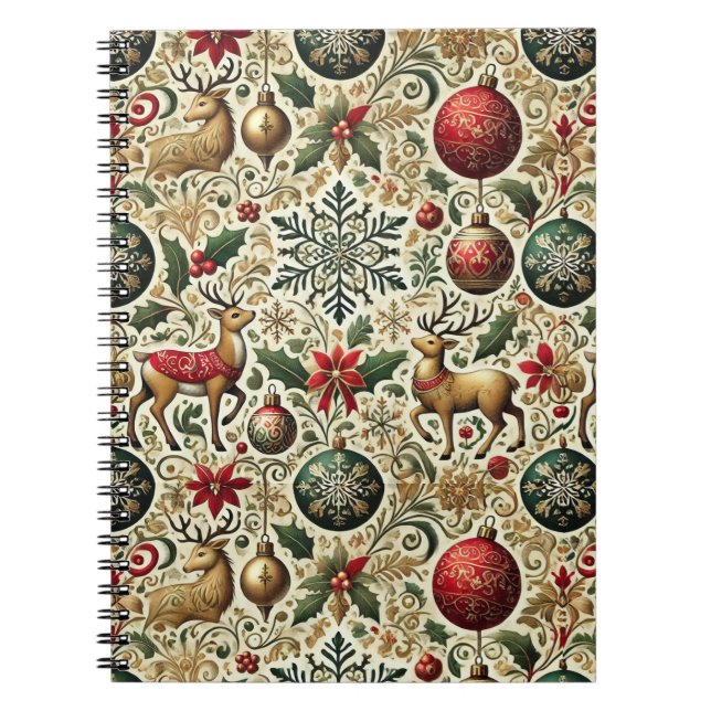 Elegantes Weihnachtsgeschmuck & Rentier-Notebook Notizblock (Vorderseite)