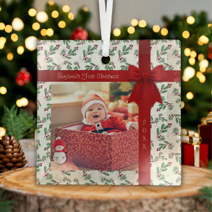 Elegantes Weihnachtsglas-Ornament für Babys erstes Ornament Aus Glas