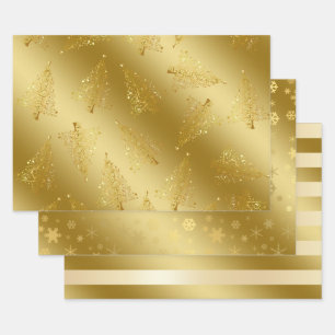 Elegantes Weihnachtsgold Geschenkpapier Set