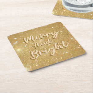 Elegantes Weihnachtsgold-Glitter Rechteckiger Pappuntersetzer