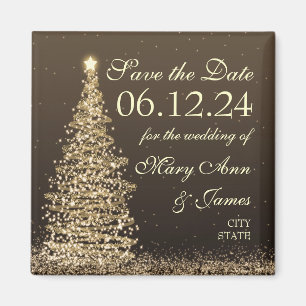 Elegantes Weihnachtsgold Save the Date Magnet