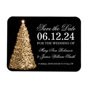 Elegantes Weihnachtsgold Save the Date Magnet