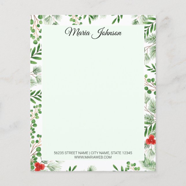 Elegantes Weihnachtsgrün Business Stationery (Vorderseite)