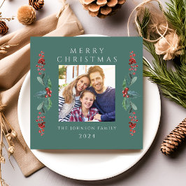 Elegantes Weihnachtsgrün Foto Feiertagskarte