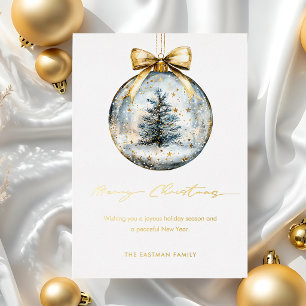 Elegantes Weihnachtsgruß-Schriftzug Gold-Ornament Folien Feiertagskarte
